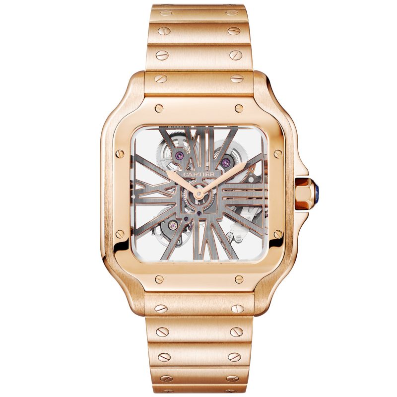 Santos de Cartier Large 18ct Rose Gold Men¡¯s Skeleton Dial Watch