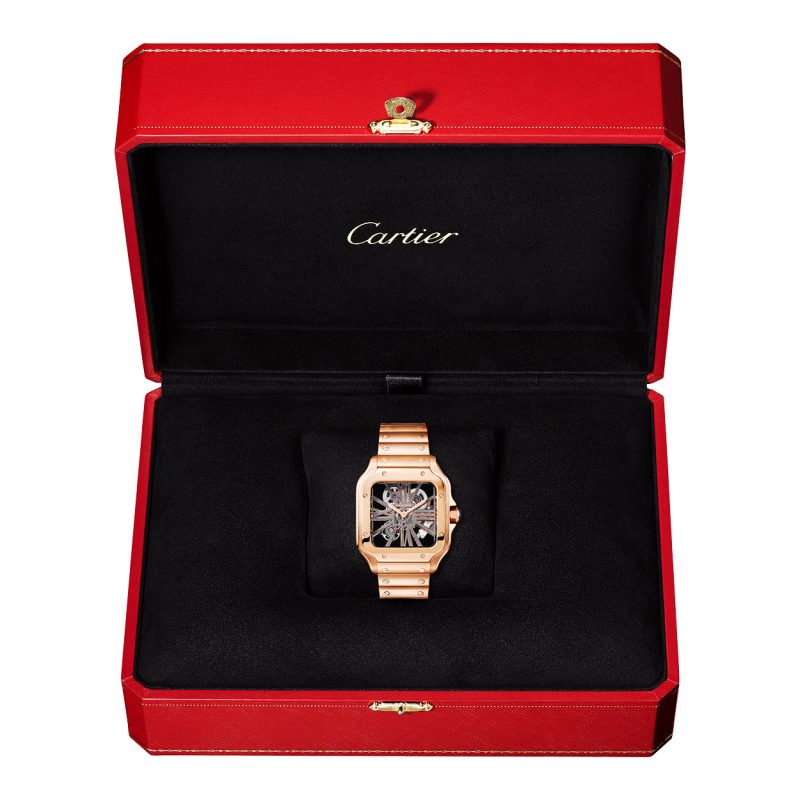 Santos de Cartier Large 18ct Rose Gold Men¡¯s Skeleton Dial Watch - Image 4