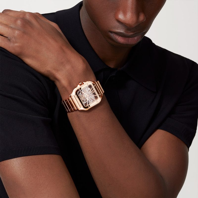 Santos de Cartier Large 18ct Rose Gold Men¡¯s Skeleton Dial Watch - Image 5