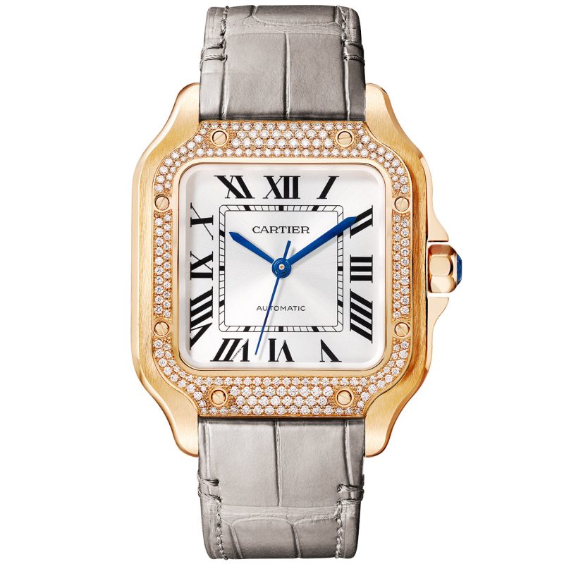 Santos de Cartier Medium Diamond Set Automatic 18ct Rose Gold Watch - Image 4