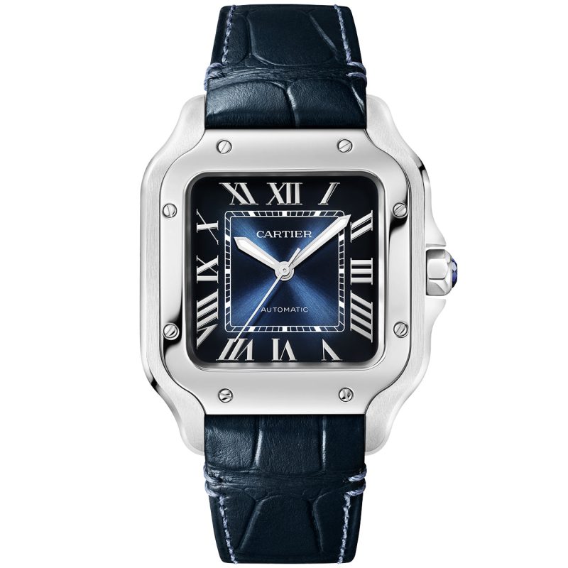 Santos de Cartier Medium Blue Dial Automatic Bracelet/Strap Watch - Image 2