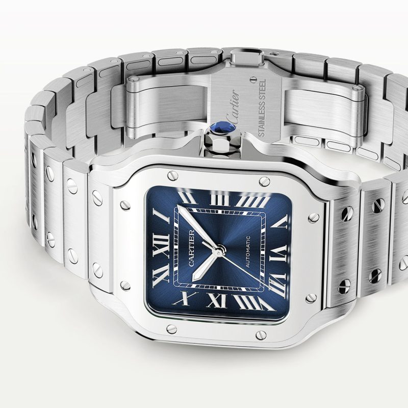 Santos de Cartier Medium Blue Dial Automatic Bracelet/Strap Watch - Image 4