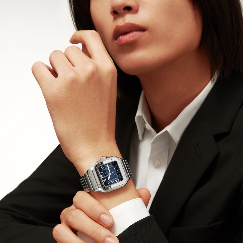 Santos de Cartier Medium Blue Dial Automatic Bracelet/Strap Watch - Image 5