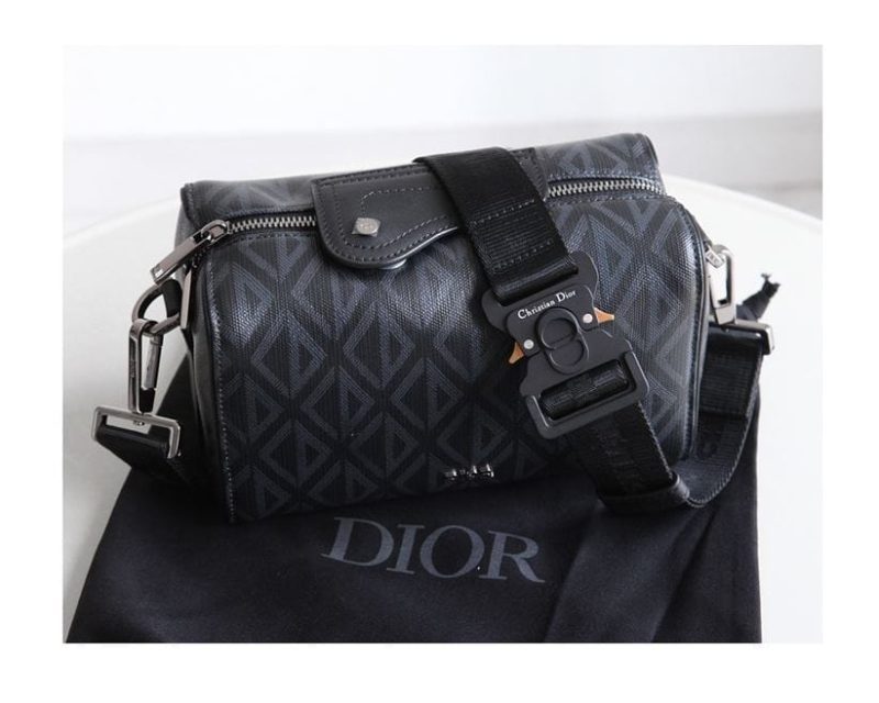 DIOR LINGOT 22 BAG BLACK CD DIAMOND CANVAS – DR014 - Image 3