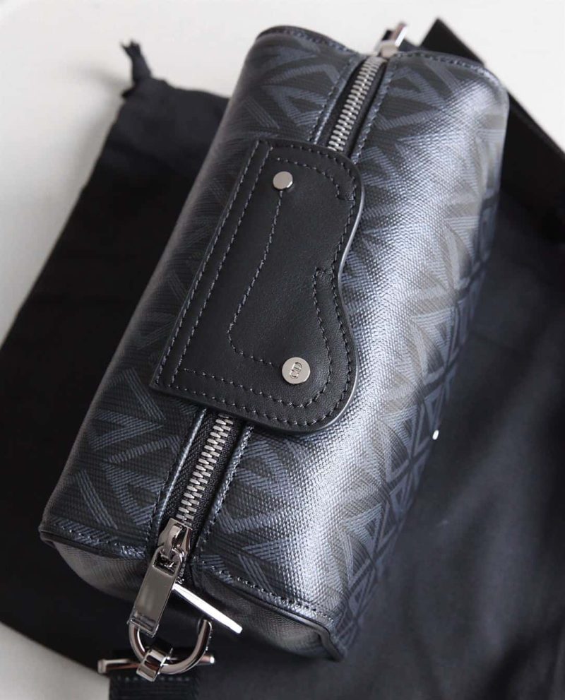 DIOR LINGOT 22 BAG BLACK CD DIAMOND CANVAS – DR014 - Image 5