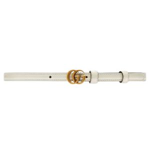 GUCCI THIN PATENT DOUBLE G BELT WHITE LEATHER -B0179