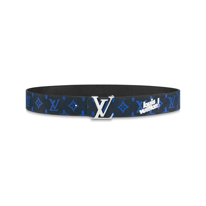 LOUIS VUITTON INITIALES EVERYDAY LV 40MM REVERSIBLE BELT BLUE MONOGRAM BLACK CALF LEATHER ¨C B0134