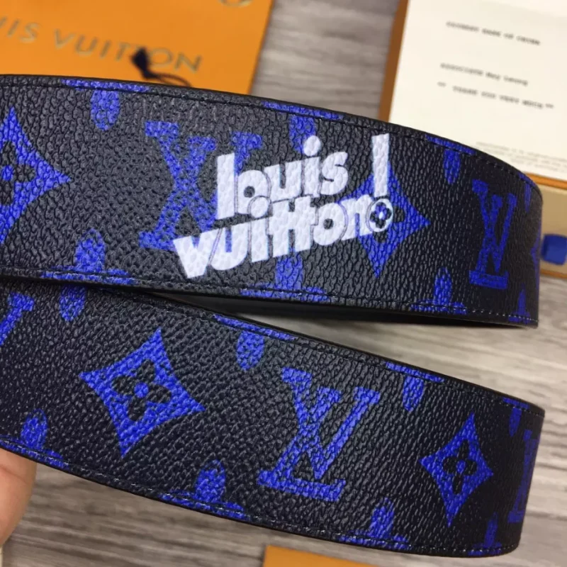 LOUIS VUITTON INITIALES EVERYDAY LV 40MM REVERSIBLE BELT BLUE MONOGRAM BLACK CALF LEATHER ¨C B0134 - Image 7