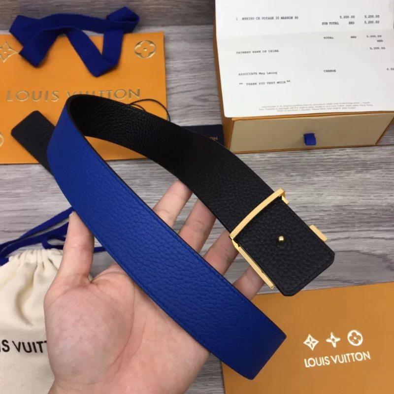 LOUIS VUITTON OPTIC 40MM REVERSIBLE BELT BLUE/BLACK ¨C B0136 - Image 10