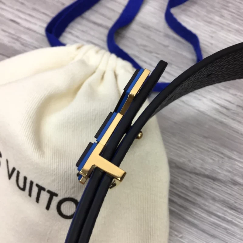 LOUIS VUITTON OPTIC 40MM REVERSIBLE BELT BLUE/BLACK ¨C B0136 - Image 4