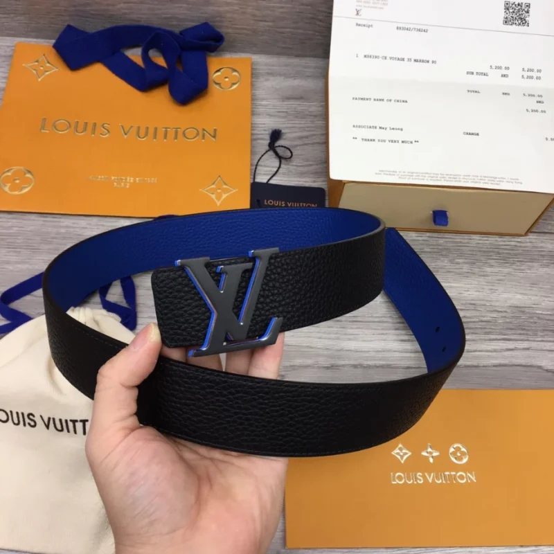 LOUIS VUITTON OPTIC 40MM REVERSIBLE BELT BLUE/BLACK ¨C B0136 - Image 5