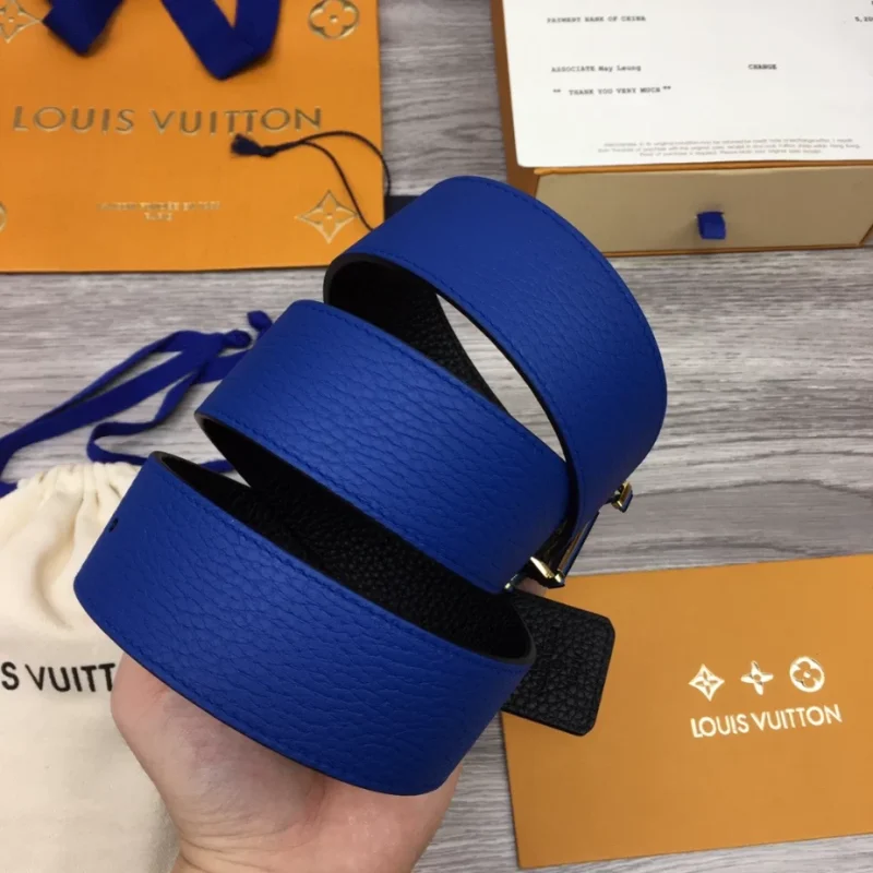 LOUIS VUITTON OPTIC 40MM REVERSIBLE BELT BLUE/BLACK ¨C B0136 - Image 7