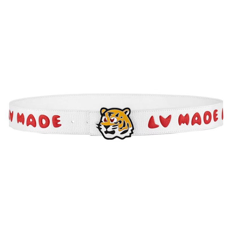 LOUIS VUITTON X NIGO DENIM 40MM REVERSIBLE BELT IN WHITE ¨C B0121