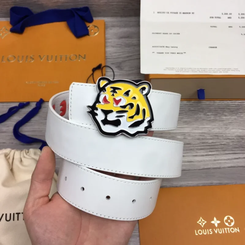 LOUIS VUITTON X NIGO DENIM 40MM REVERSIBLE BELT IN WHITE ¨C B0121 - Image 3