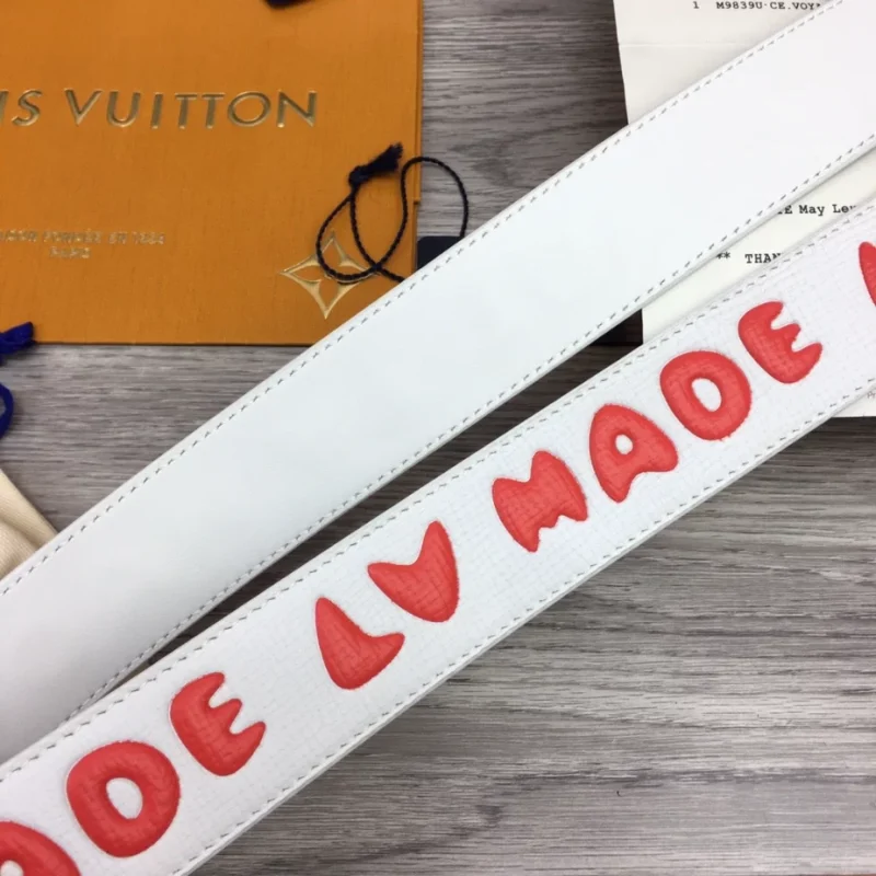 LOUIS VUITTON X NIGO DENIM 40MM REVERSIBLE BELT IN WHITE ¨C B0121 - Image 4