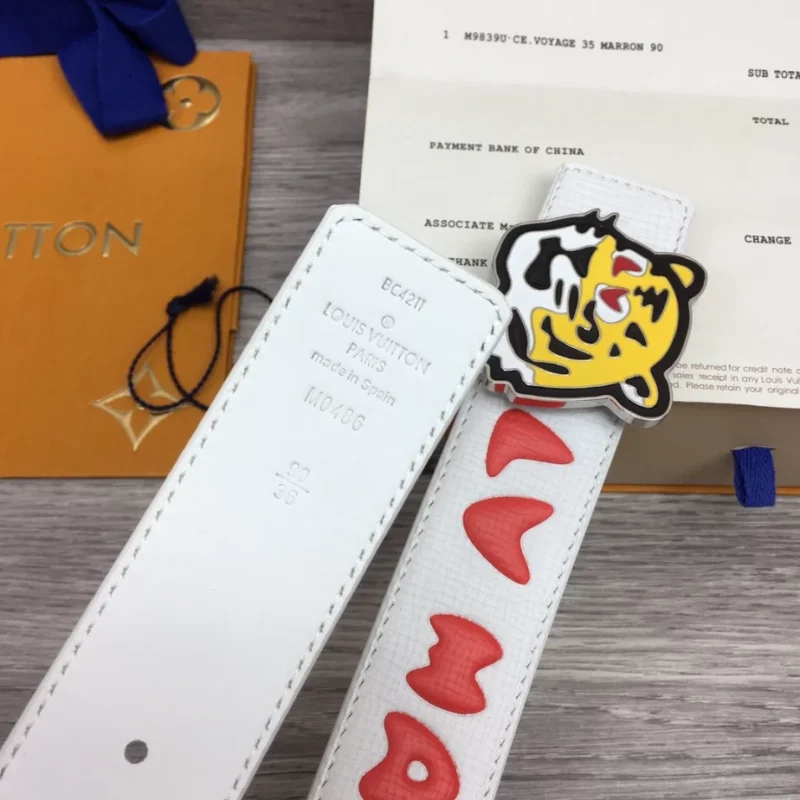 LOUIS VUITTON X NIGO DENIM 40MM REVERSIBLE BELT IN WHITE ¨C B0121 - Image 5