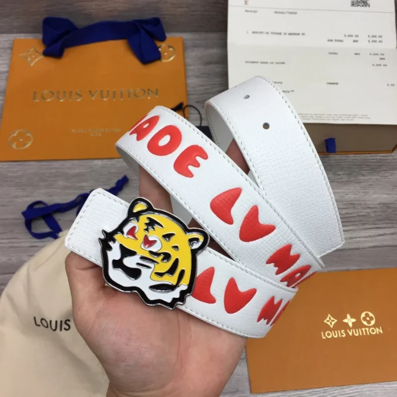 LOUIS VUITTON X NIGO DENIM 40MM REVERSIBLE BELT IN WHITE ¨C B0121 - Image 2