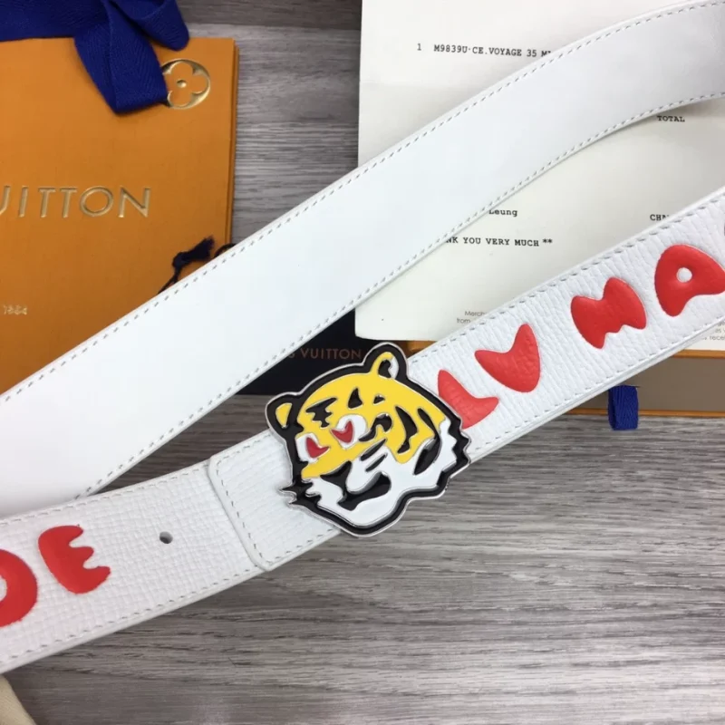 LOUIS VUITTON X NIGO DENIM 40MM REVERSIBLE BELT IN WHITE ¨C B0121 - Image 8