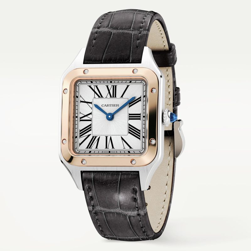 Santos-Dumont Small & 18ct Pink Gold Steel Strap Watch - Image 2