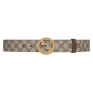 GUCCI BLONDIE BELT IN BEIGE AND EBONY SUPREME-B0146