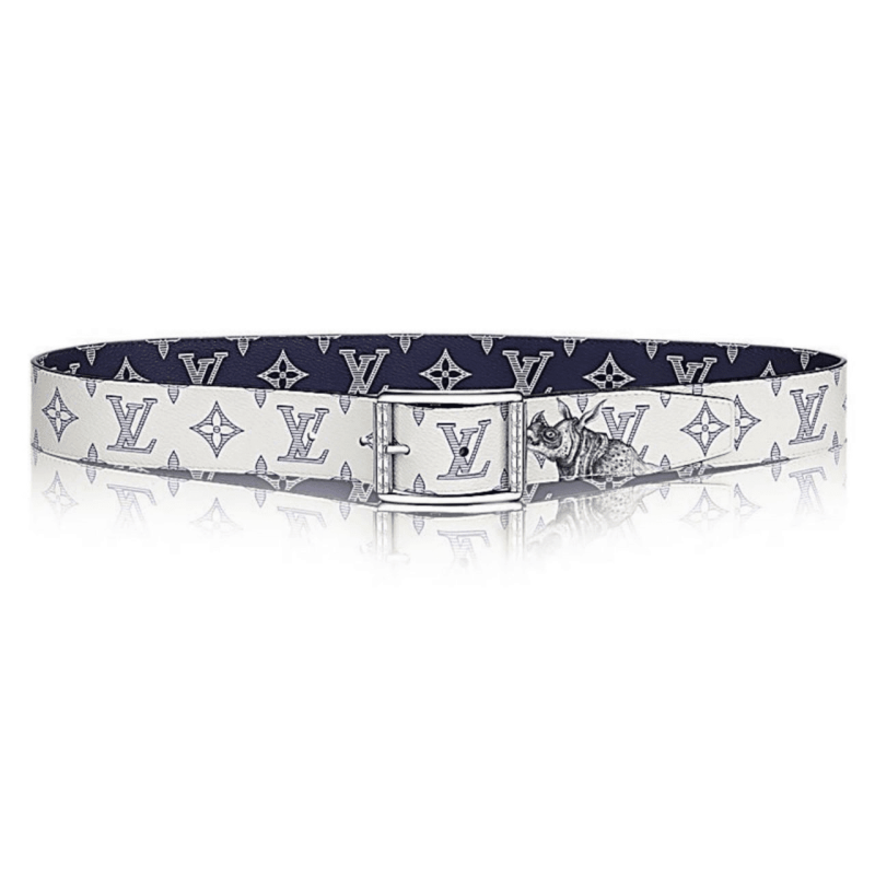 LOUIS VUITTON WHITE/BLUE MONOGRAM SA.VANE CANVAS CHAP.MAN BROTHERS RE.VERSO BELT ¨C B101