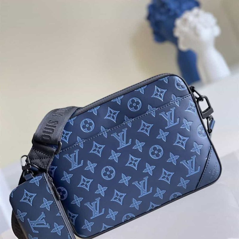 M45730 LOUIS VUITTON DUO MESSENGER BAG NAVY BLUE MONOGRAM SHADOW COWHIDE LEATHER - Image 2