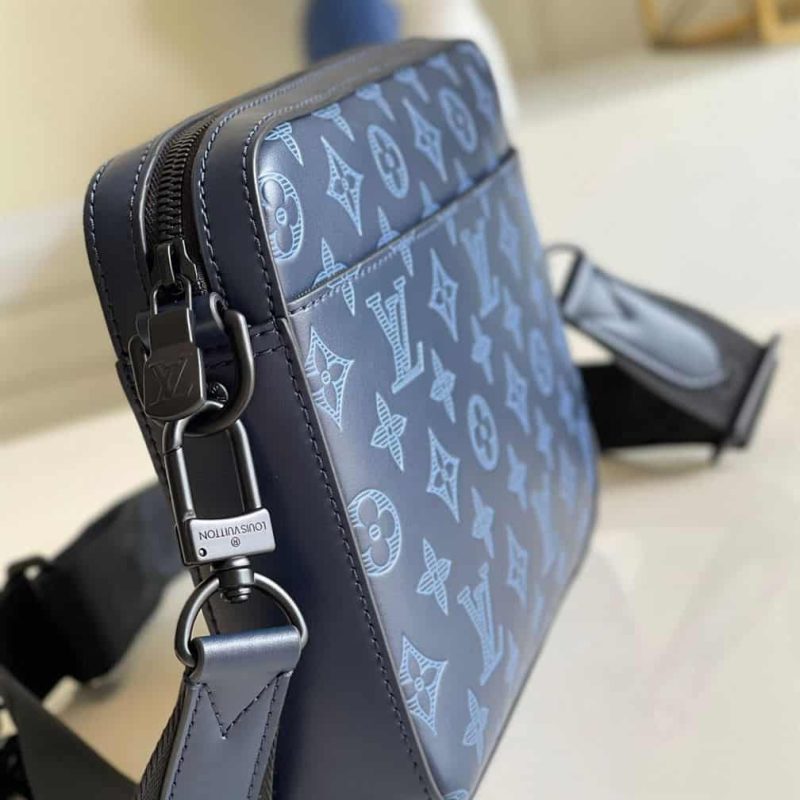 M45730 LOUIS VUITTON DUO MESSENGER BAG NAVY BLUE MONOGRAM SHADOW COWHIDE LEATHER - Image 5