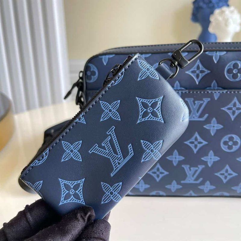 M45730 LOUIS VUITTON DUO MESSENGER BAG NAVY BLUE MONOGRAM SHADOW COWHIDE LEATHER - Image 7