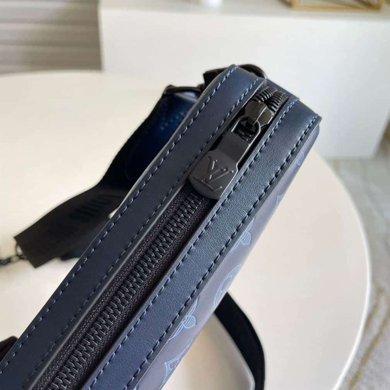 M45730 LOUIS VUITTON DUO MESSENGER BAG NAVY BLUE MONOGRAM SHADOW COWHIDE LEATHER - Image 9