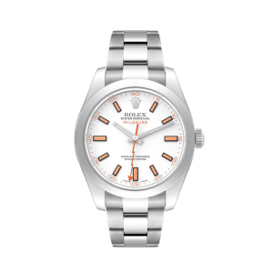 Rolex Milgauss 40mm White Dial Orange Markers Mens Watch 116400