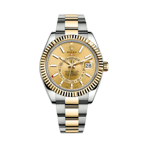 Rolex Sky-Dweller 42mm Two-Tone Yellow Gold Champagne Dial Oyster 326933