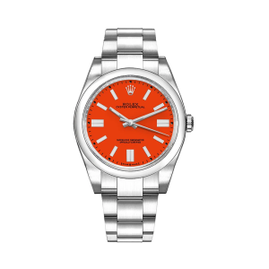 Rolex Perpetual 41mm Coral Red Dial Oyster 124300
