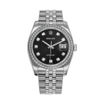 Rolex 36mm Datejust  Diamond Bezel And Black Diamond Dial 116234