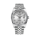Rolex Datejust 36mm Steel Fluted Bezel Silver Diamond Dial 116234